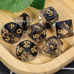 Two Tone Transparent Effect Black Dice RPG Role Playing Game Polyhedral Dice Set