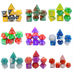 70 Pieces 2 Tone Layering Polyhedral DND Dice Set Complete Game Dice Set Drawstring Bag for Role Playing Table Games