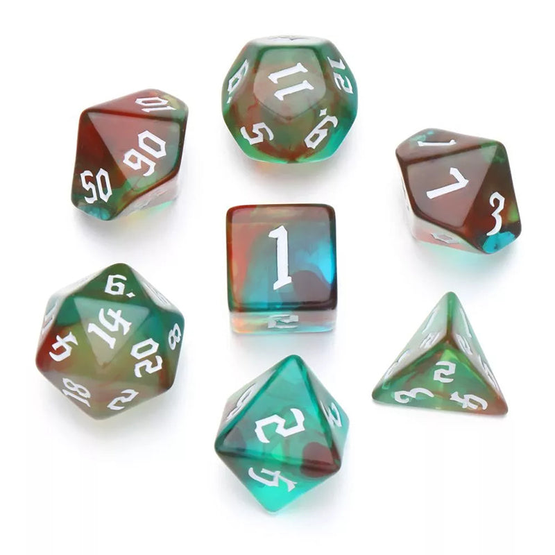 4 Tone Mix Colors Effect Dice RPG Role Playing Game Polyhedral Dice Set