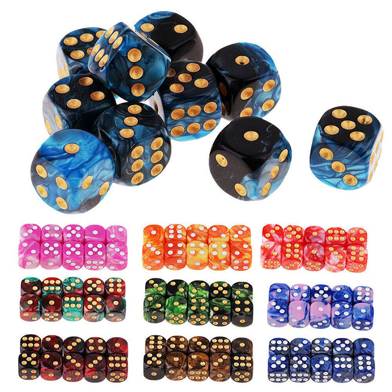 100-Pack 12mm Two Color Round Angle 6 Sided Acrylic Digital Dice with Free Pouch for Table Board Games Party DND or Teaching Math