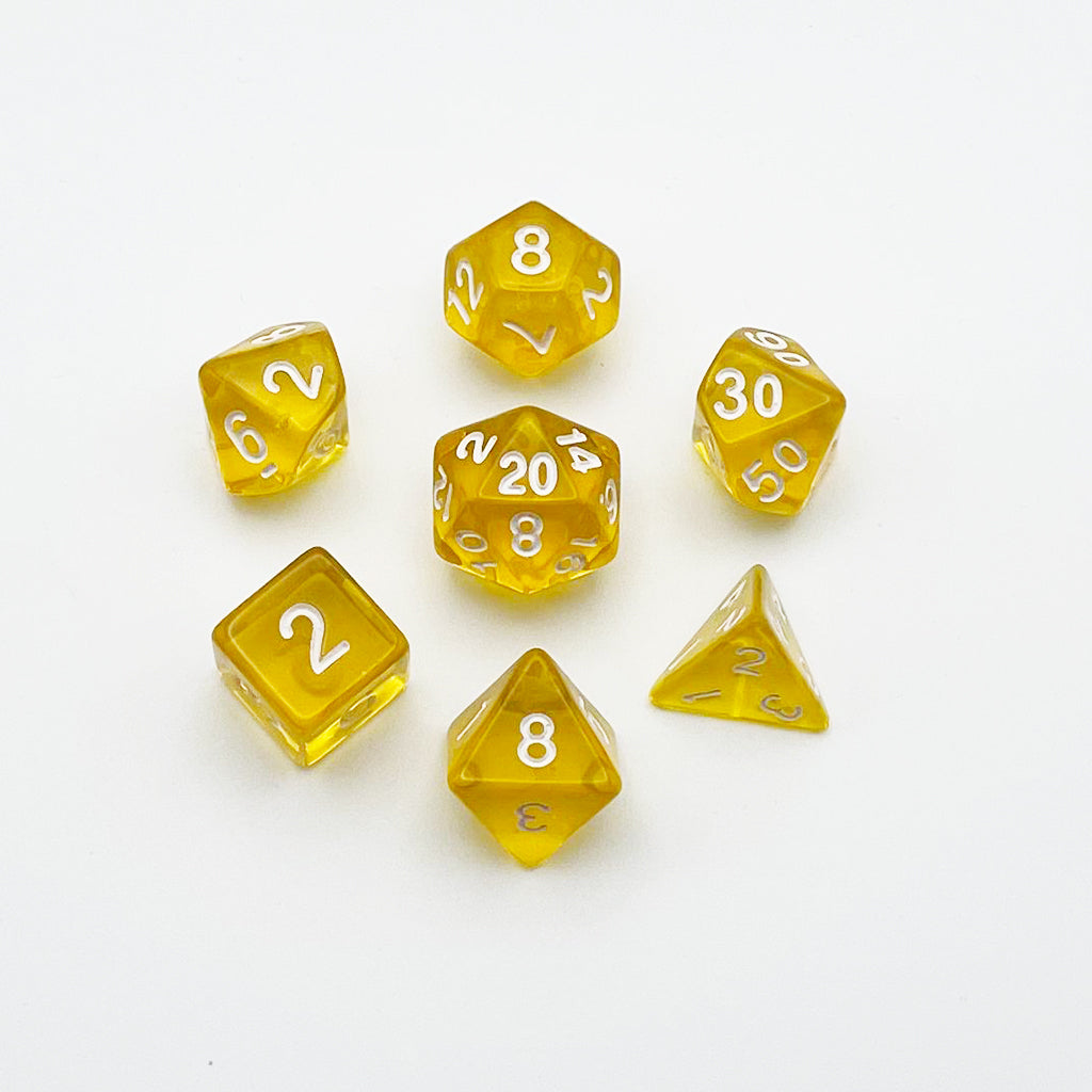 Clear Yellow Dice RPG Role Playing Game Polyhedral Dice Set