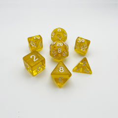 Clear Yellow Dice RPG Role Playing Game Polyhedral Dice Set