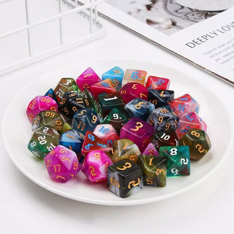 4 Tone Mix Colors Effect Dice RPG Role Playing Game Polyhedral Dice Set