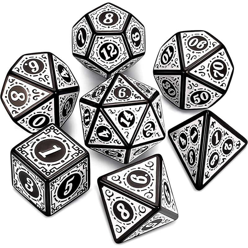 Classic Patterned White Dice RPG Role Playing Game Polyhedral Dice Set