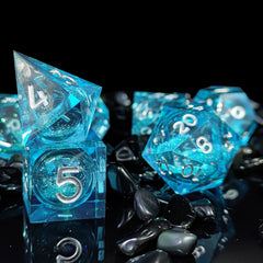 Blue Liquid Quicksand Resin Dice RPG Role Playing Game Polyhedral Dice Set