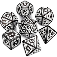 Classic Patterned White Dice RPG Role Playing Game Polyhedral Dice Set