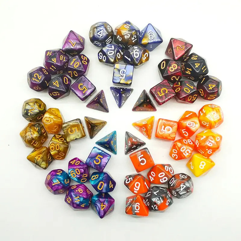 105 Pieces 2 Tone Polyhedral DND Dice Set Complete Game Dice Set Drawstring Bag for Role Playing Table Games