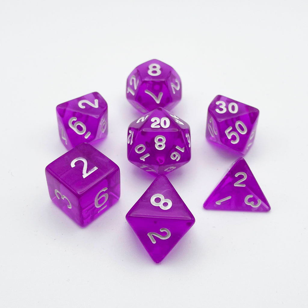 Clear Purple Dice RPG Jogo de RPG Conjunto de dados poliédricos