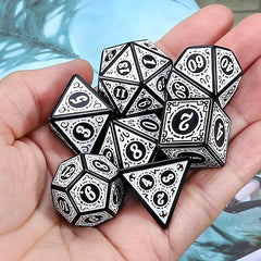 Classic Patterned White Dice RPG Role Playing Game Polyhedral Dice Set