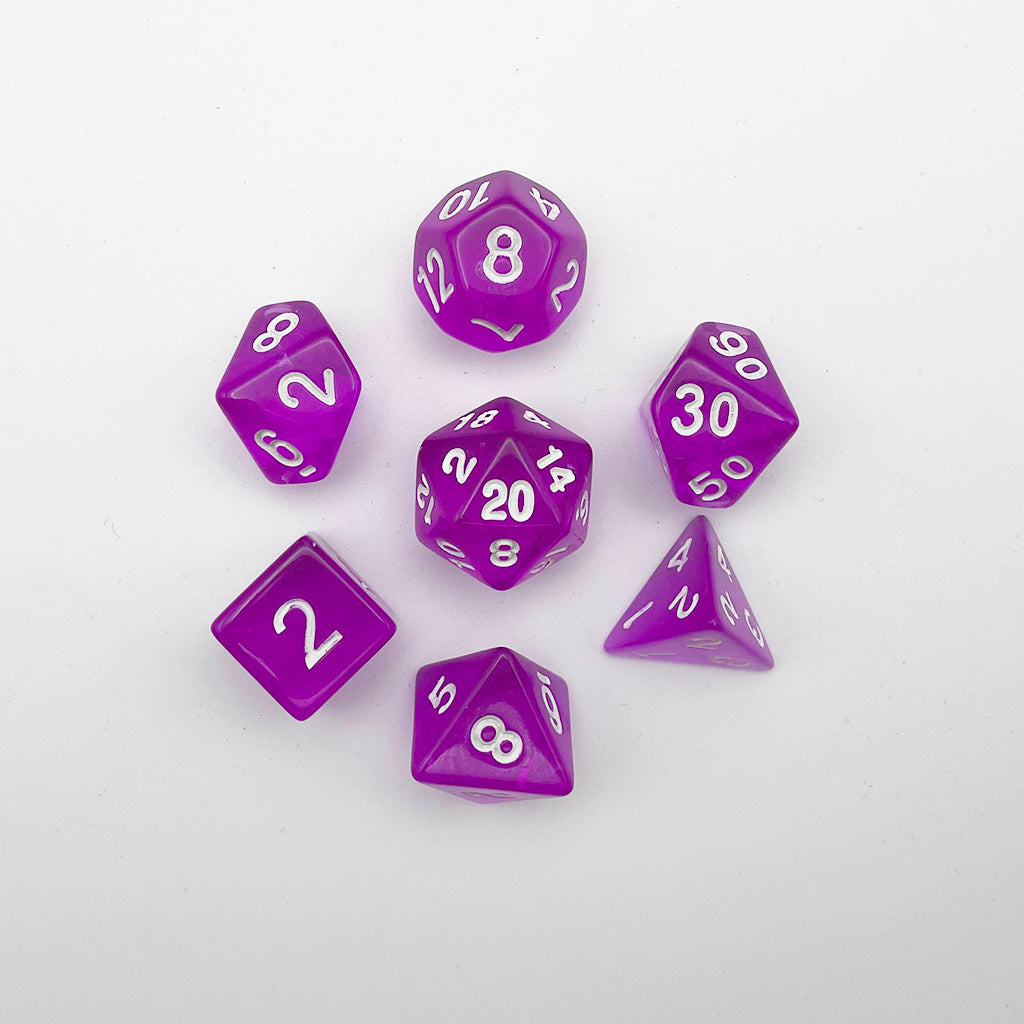 Clear Purple Dice RPG Jogo de RPG Conjunto de dados poliédricos