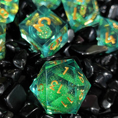 Green Liquid Quicksand Resin Dice RPG Role Playing Game Polyhedral Dice Set