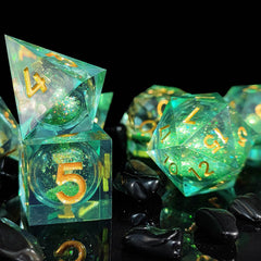 Green Liquid Quicksand Resin Dice RPG Role Playing Game Polyhedral Dice Set