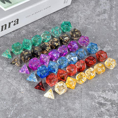 42 Pieces Crystal Style Polyhedral DND Dice Set Complete Game Random Color Dice Set Drawstring Bag for Role Playing Table Games RPG