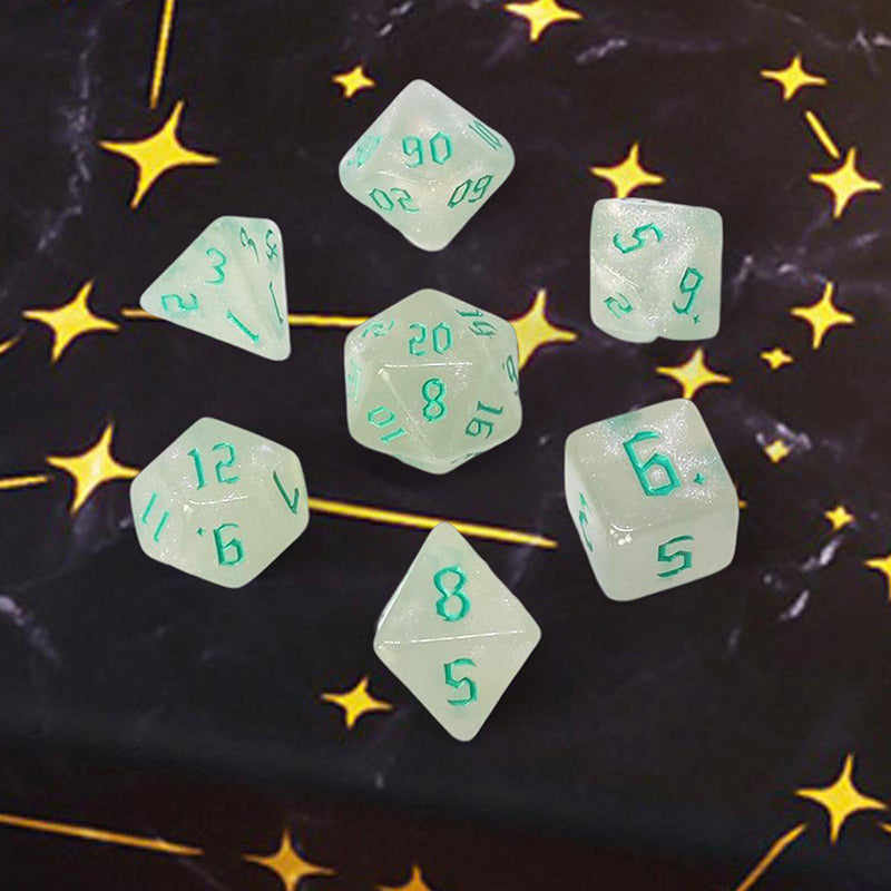 Glitter Transparent Light Green Dice RPG Role Playing Game Polyhedral Dice Set