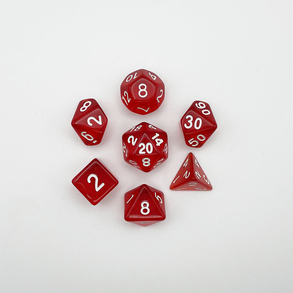 Clear Red Dice RPG Role Playing Game Polyhedral Dice Set