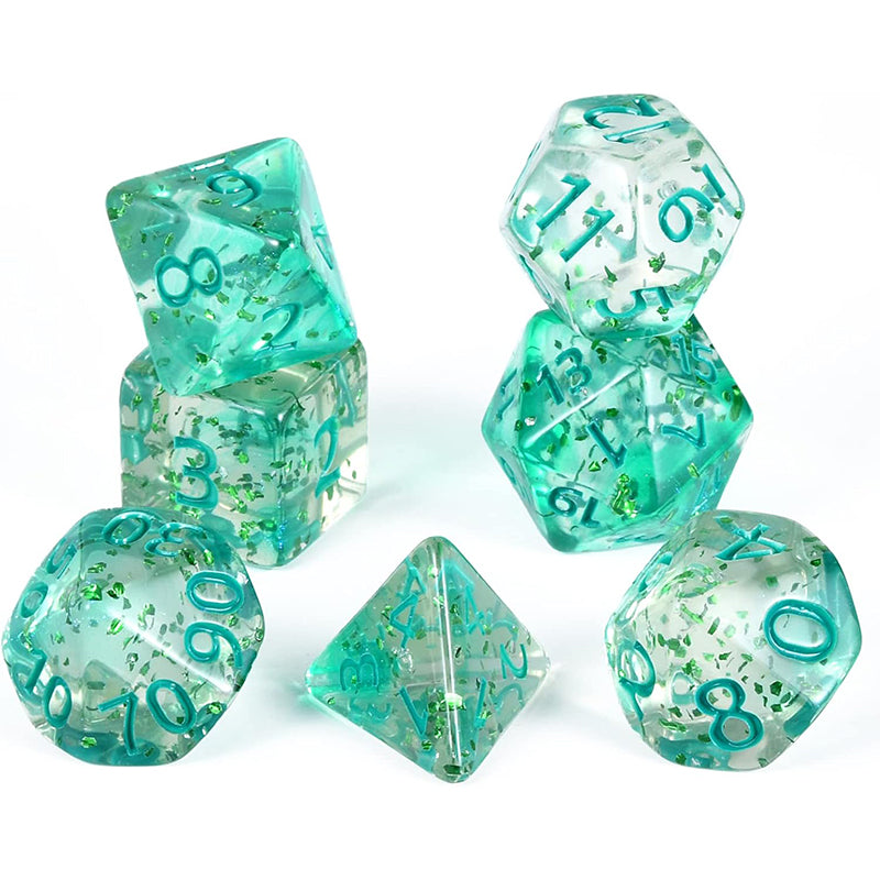 Green Crystal Style DND Dice RPG Role Playing Game Polyhedral Dice Set