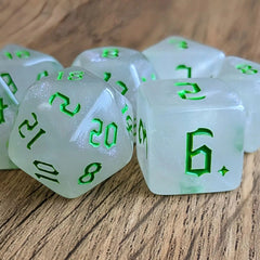 Glitter Transparent Green Dice RPG Role Playing Game Polyhedral Dice Set