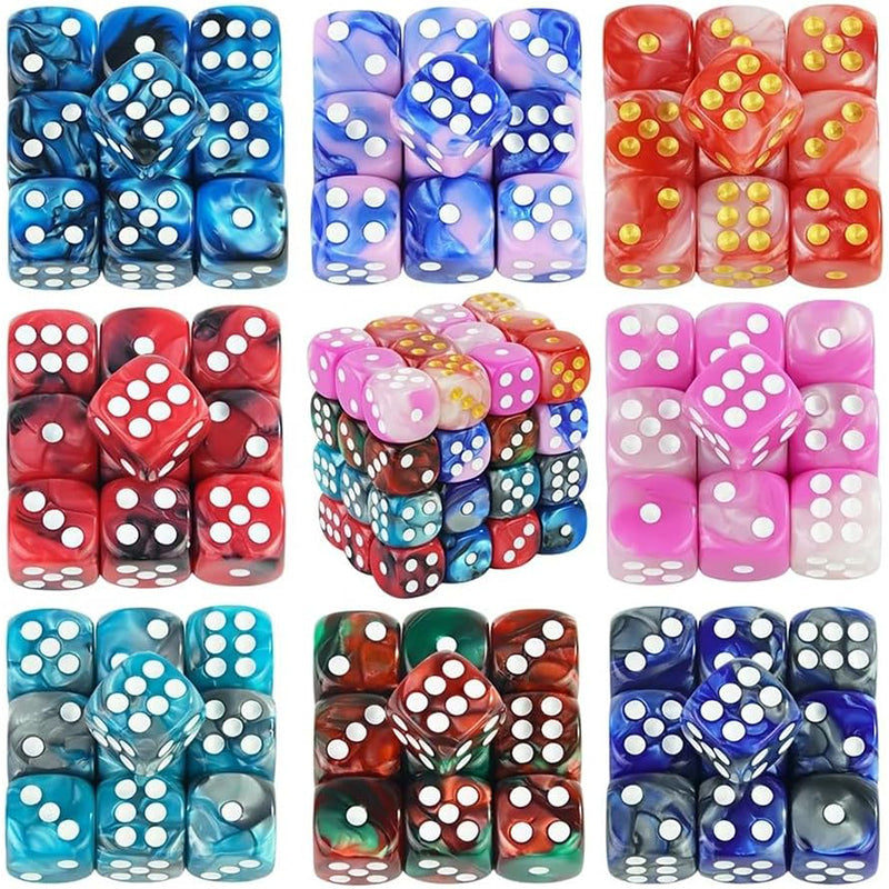 100-Pack 12mm Two Color Round Angle 6 Sided Acrylic Digital Dice with Free Pouch for Table Board Games Party DND or Teaching Math