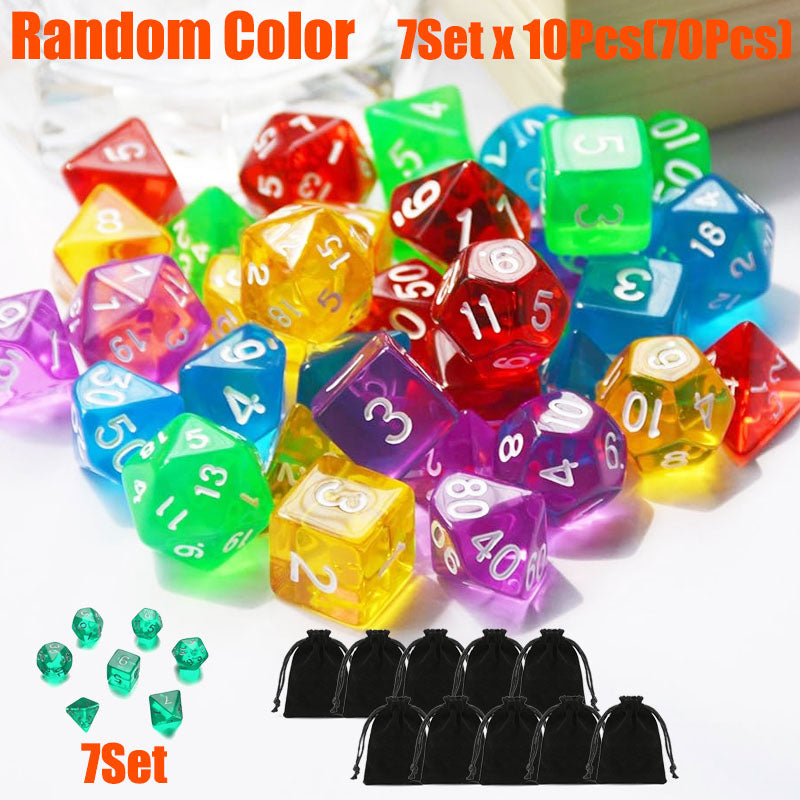 105 Pieces Transparent Polyhedral DND Dice Set Complete Game Random Color Dice Set Drawstring Bag for Role Playing Table Games RPG