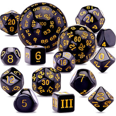 15 Pieces Complete Polyhedral Dice Set D3-D100 Game Dice Set Drawstring Bag for Role Playing Table Games