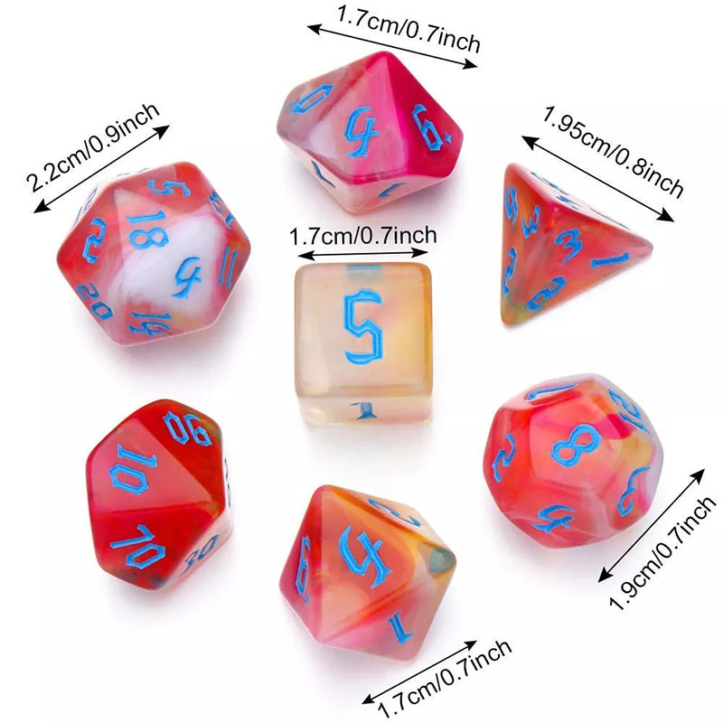 4 Tone Mix Colors Effect Dice RPG Role Playing Game Polyhedral Dice Set