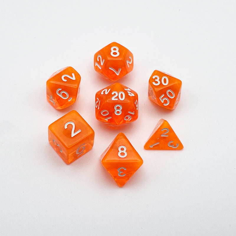 Clear Orange Dice RPG Role Playing Game Polyhedral Dice Set