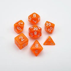 Clear Orange Dice RPG Role Playing Game Polyhedral Dice Set