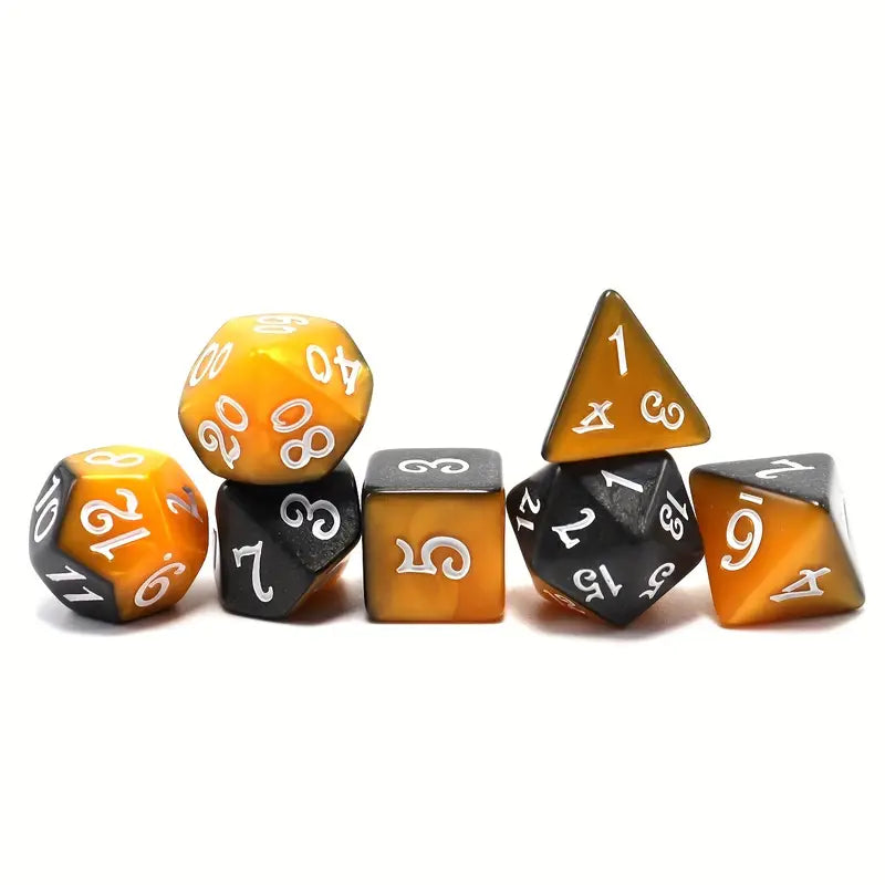 70 Pieces 2 Tone Layering Polyhedral DND Dice Set Complete Game Dice Set Drawstring Bag for Role Playing Table Games