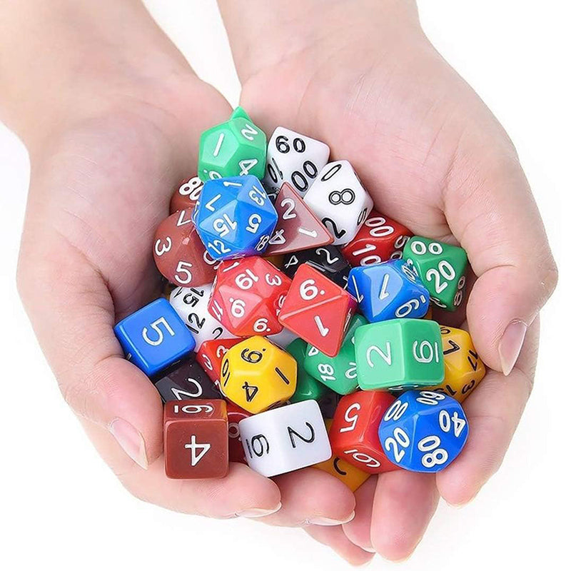 105 Pieces Concise Polyhedral DND Dice Set Complete Game Random Color Dice Set Drawstring Bag for Role Playing Table Games RPG