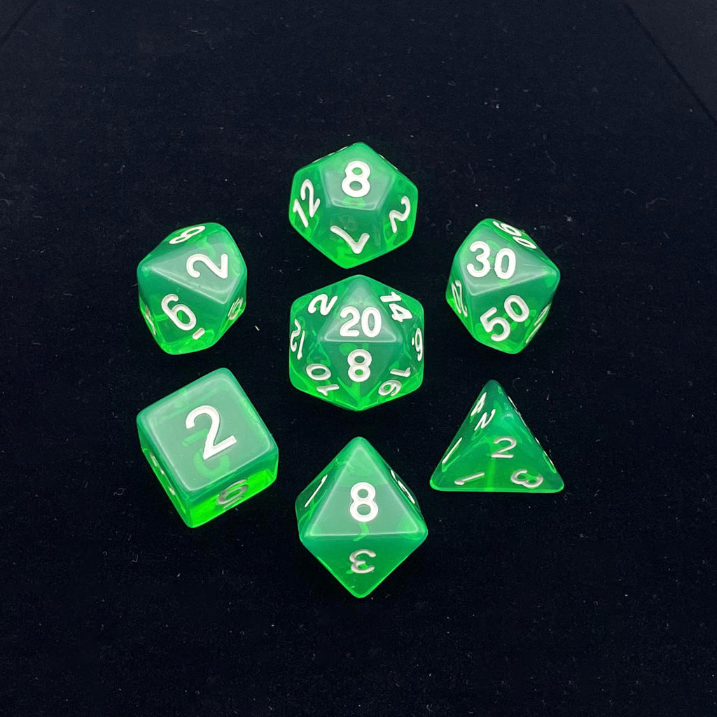 Clear Green Dice RPG Role Playing Game Polyhedral Dice Set