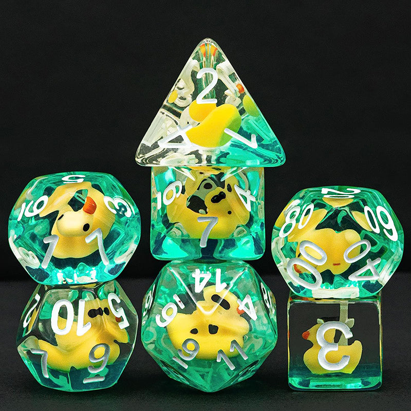 7Pcs/Set Resin Animal Yellow Duck Dice RPG Role Playing Game Polyhedral Dice Set Tabletop Games D&D Dice