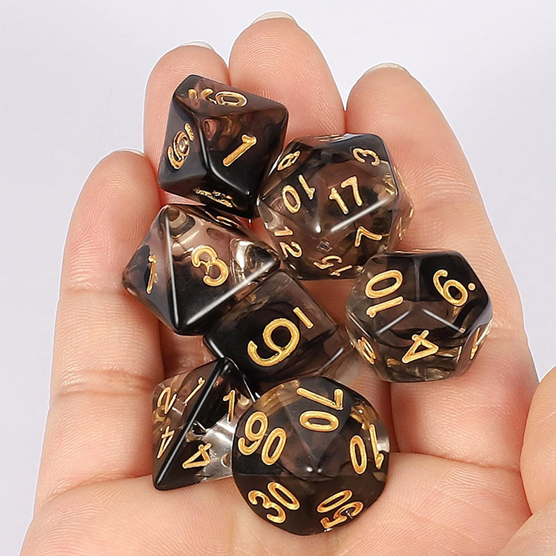 Two Tone Transparent Effect Black Dice RPG Role Playing Game Polyhedral Dice Set