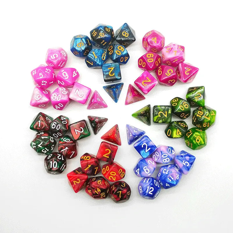 105 Pieces 2 Tone Polyhedral DND Dice Set Complete Game Dice Set Drawstring Bag for Role Playing Table Games