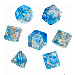 Two Tone Transparent Effect Blue Dice RPG Role Playing Game Polyhedral Dice Set