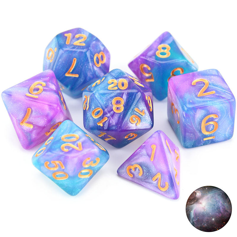 105 Pieces Glittery Starry Polyhedral DND Dice Set Complete Game Random Color Dice Set Drawstring Bag for Role Playing Table Games RPG