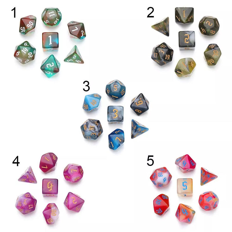 4 Tone Mix Colors Effect Dice RPG Role Playing Game Polyhedral Dice Set