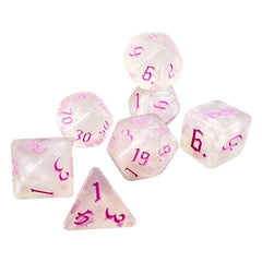 Glitter Transparent Pink Dice RPG Role Playing Game Polyhedral Dice Set