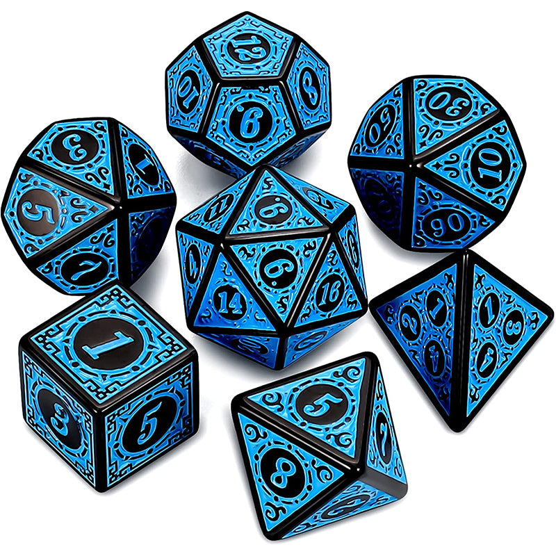 Classic Patterned Blue Dice RPG Role Playing Game Polyhedral Dice Set