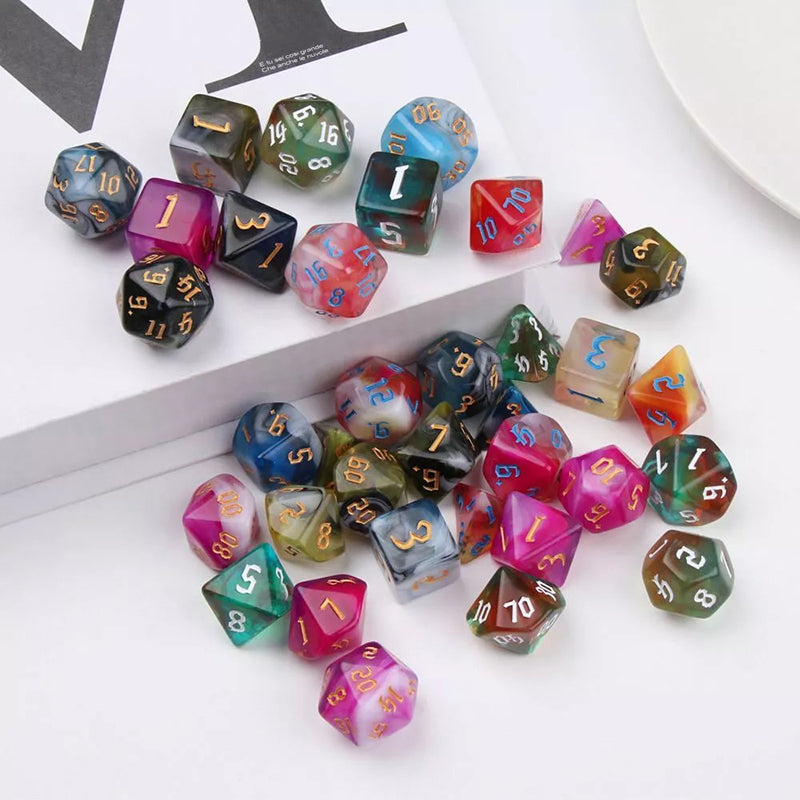 4 Tone Mix Colors Effect Dice RPG Role Playing Game Polyhedral Dice Set