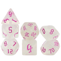 Glitter Transparent Pink Dice RPG Role Playing Game Polyhedral Dice Set