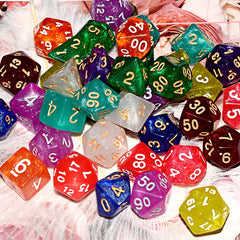 105 Pieces Glittery Polyhedral DND Dice Set Complete Game Random Color Dice Set Drawstring Bag for Role Playing Table Games RPG