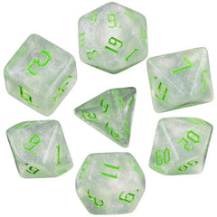 Glitter Transparent Green Dice RPG Role Playing Game Polyhedral Dice Set