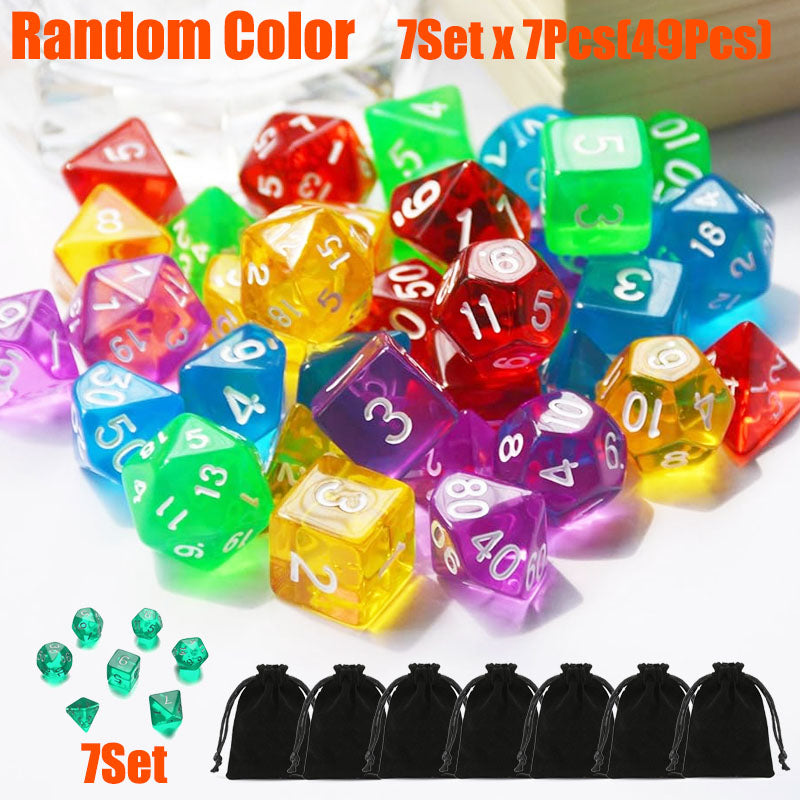 105 Pieces Transparent Polyhedral DND Dice Set Complete Game Random Color Dice Set Drawstring Bag for Role Playing Table Games RPG