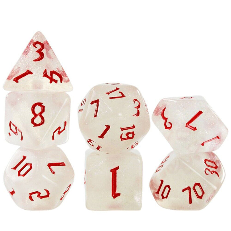 Glitter Transparent Red Dice RPG Role Playing Game Polyhedral Dice Set