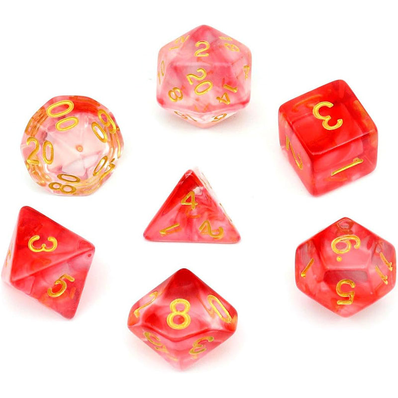 Two Tone Transparent Effect Red Dice RPG Role Playing Game Polyhedral Dice Set