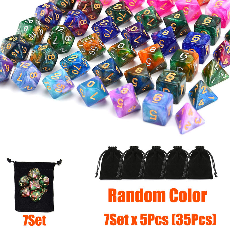 105 Pieces Glittery Starry Polyhedral DND Dice Set Complete Game Random Color Dice Set Drawstring Bag for Role Playing Table Games RPG