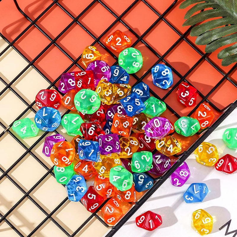 105 Pieces Transparent Polyhedral DND Dice Set Complete Game Random Color Dice Set Drawstring Bag for Role Playing Table Games RPG