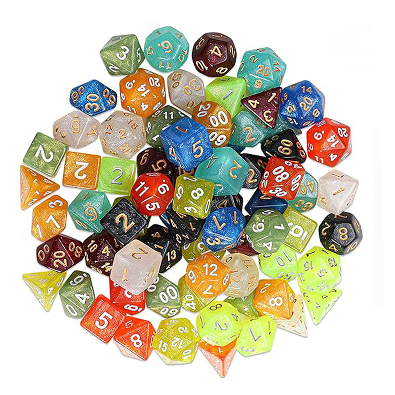 105 Pieces Glittery Polyhedral DND Dice Set Complete Game Random Color Dice Set Drawstring Bag for Role Playing Table Games RPG