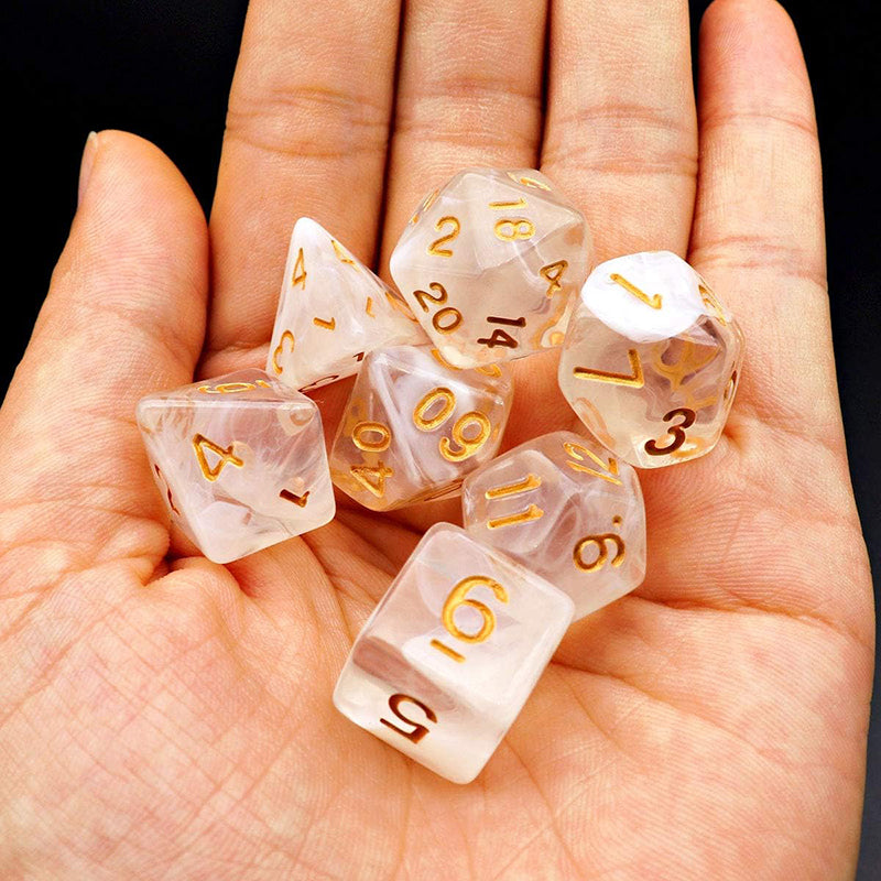 Two Tone Transparent Effect White Dice RPG Role Playing Game Polyhedral Dice Set