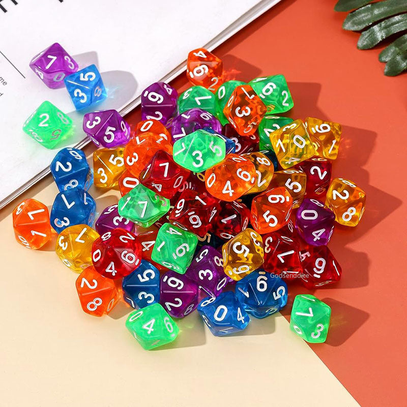 105 Pieces Transparent Polyhedral DND Dice Set Complete Game Random Color Dice Set Drawstring Bag for Role Playing Table Games RPG